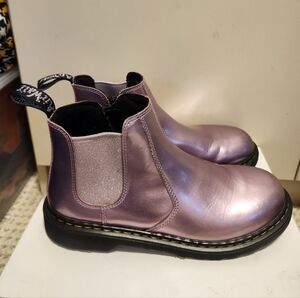 Dr. Martens 2976Y Metallic Pink Leather Glitter Gore Chelsea Boots Womens 7/38